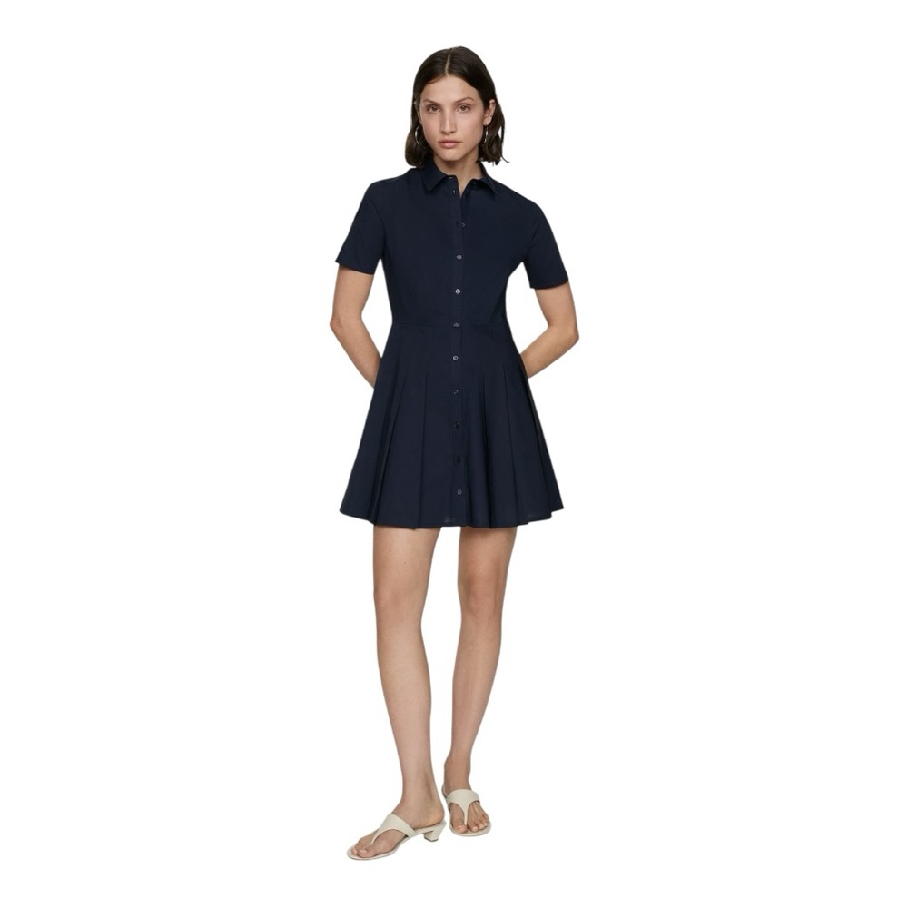 Mango Navy Blue Short-Sleeve Shirt Midi Dress